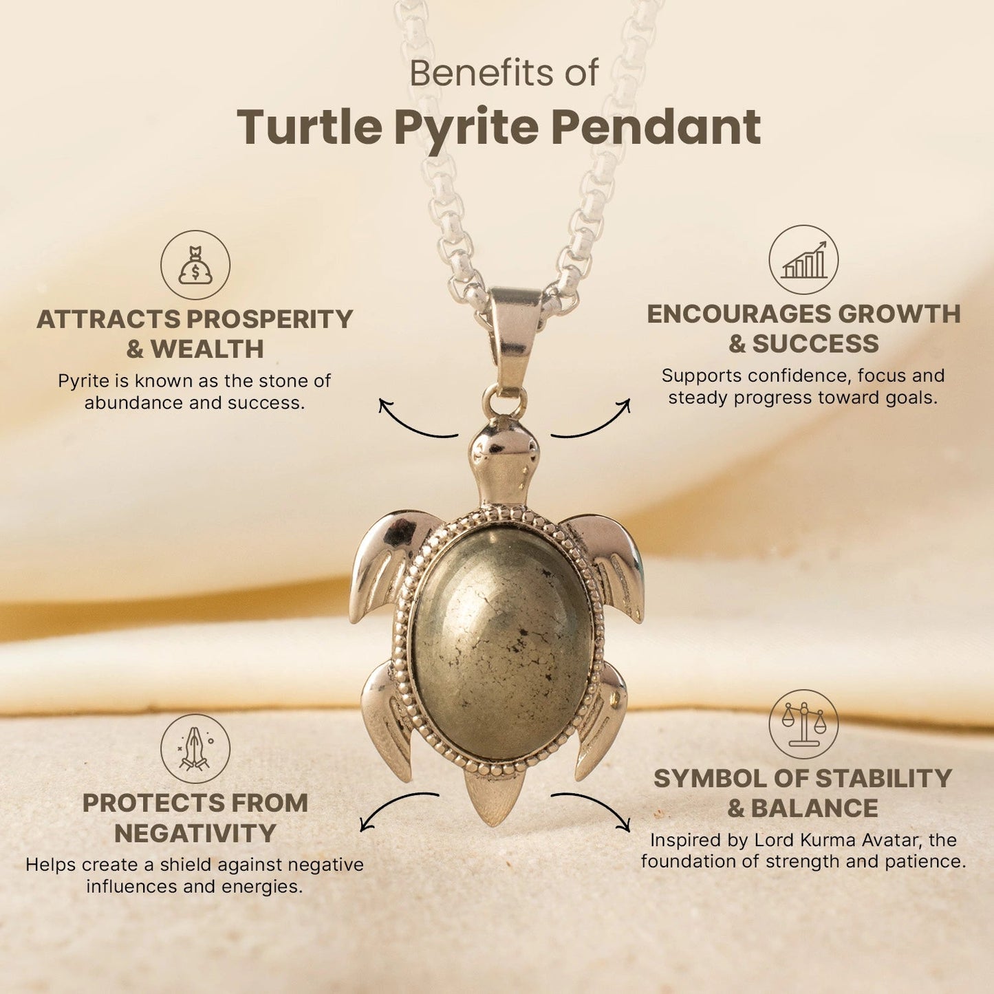 Pyrite Tortoise Pendant
