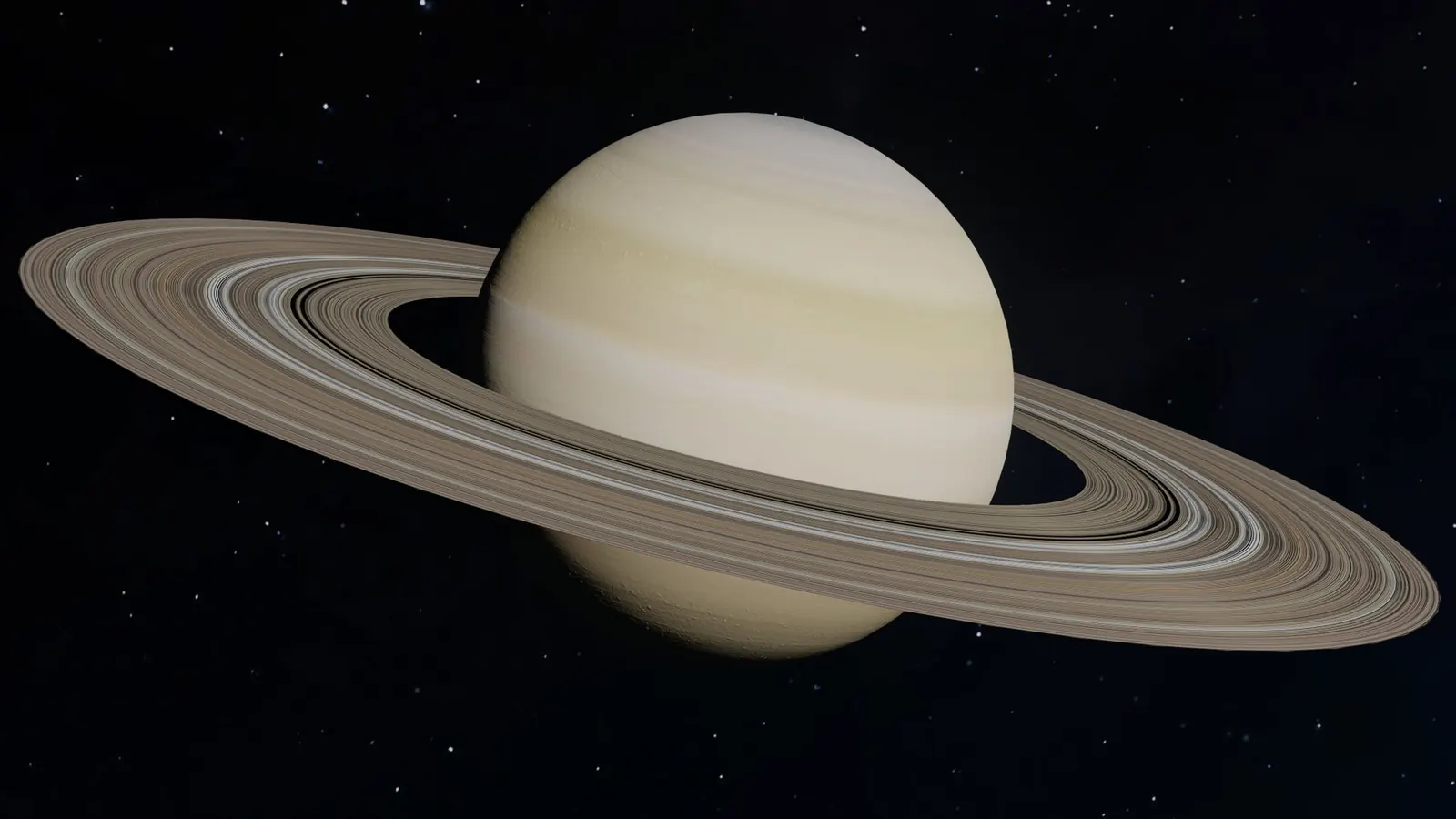 Illustration of the planet Saturn and its rings against a dark, starry sky