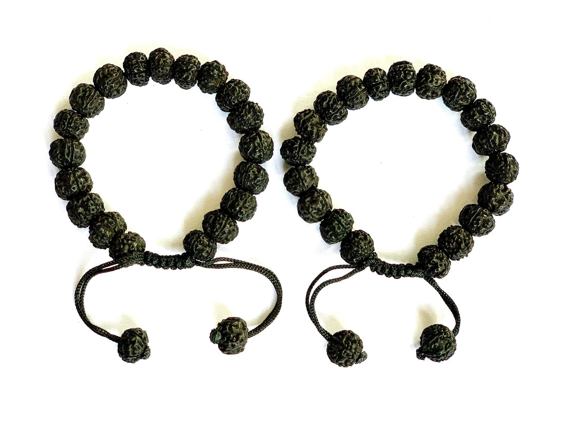 5 Mukhi Rudraksha beaded bracelet set of two with authentic 10mm natural beads