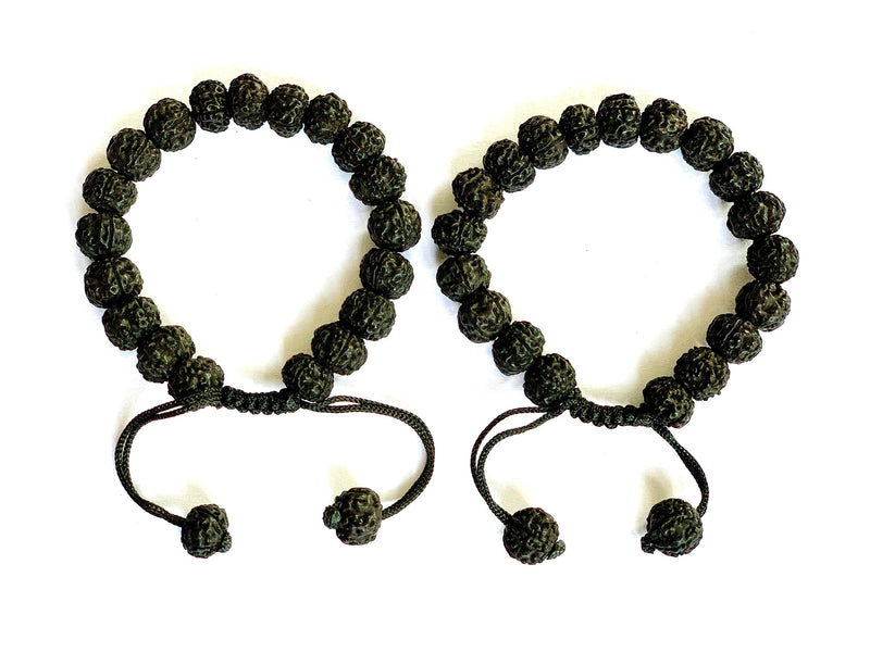 5 Mukhi Rudraksha beaded bracelet set of two with authentic 10mm natural beads
