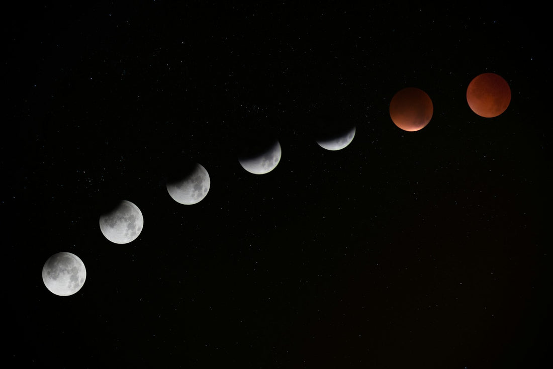 A lunar eclipse with the Earth shadow crossing the Moon