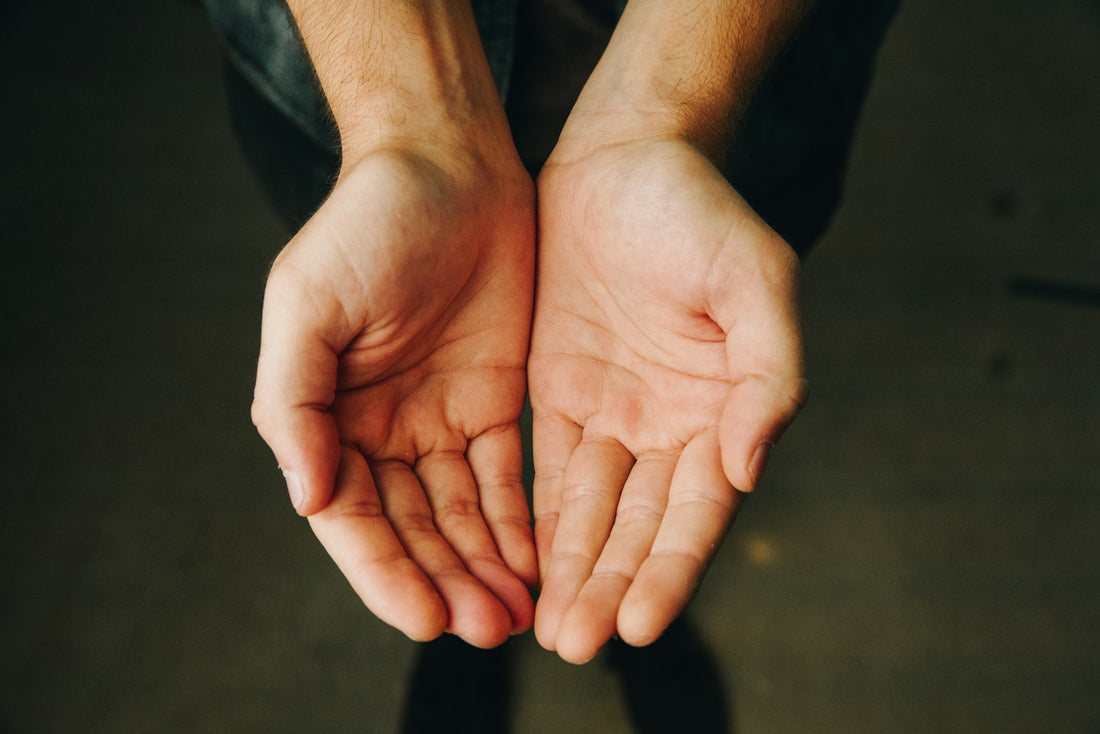 Open hands held in a traditional gesture of offering