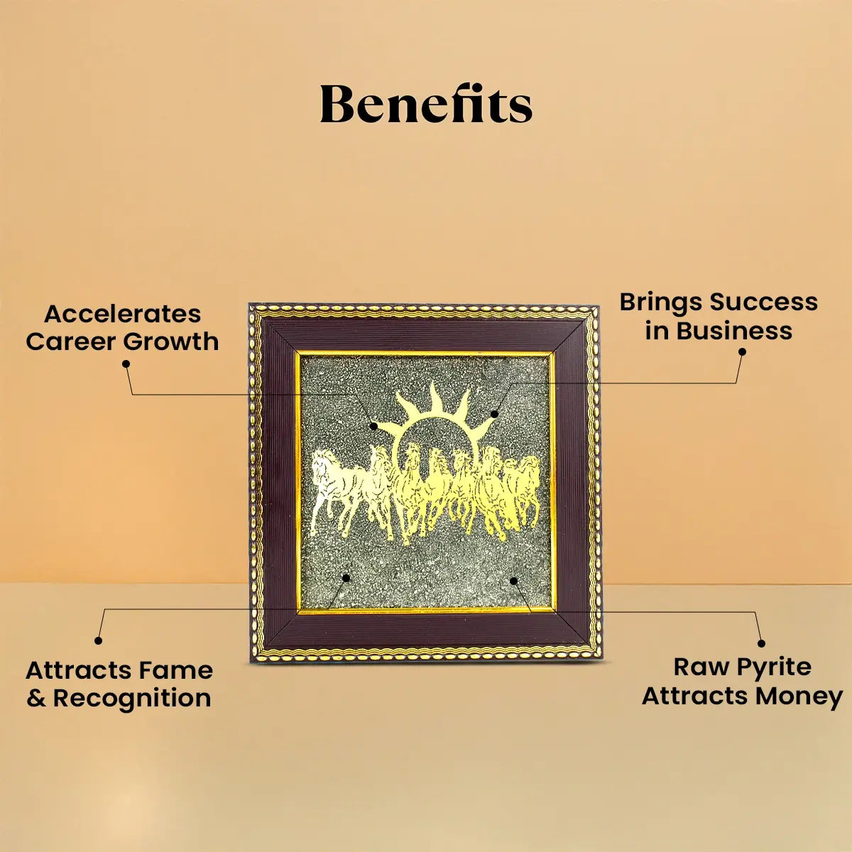 Maha Lakshmi Siddh 7 Horses on Raw Pyrite Frame