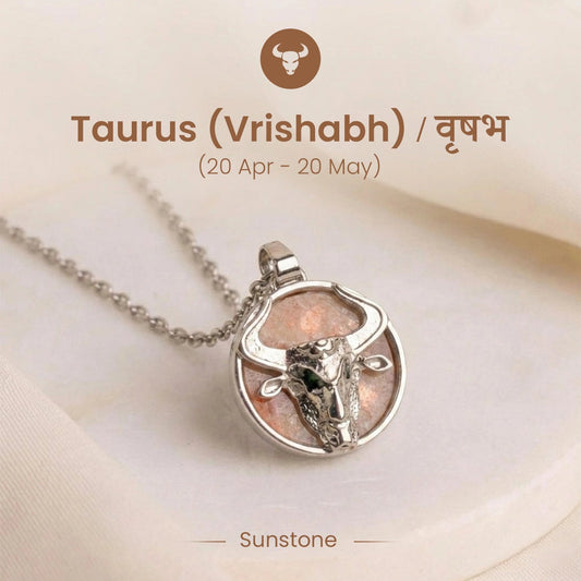 Unisex Taurus Pendant (वृषभ राशि) with Sunstone
