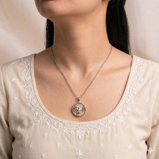 Unisex Taurus Pendant (वृषभ राशि) with Sunstone