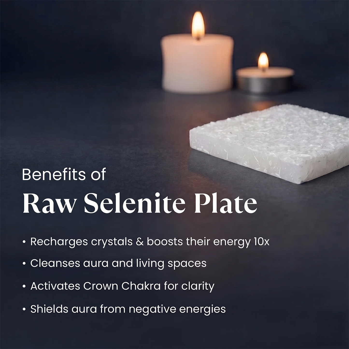 Square Raw Selenite Plate