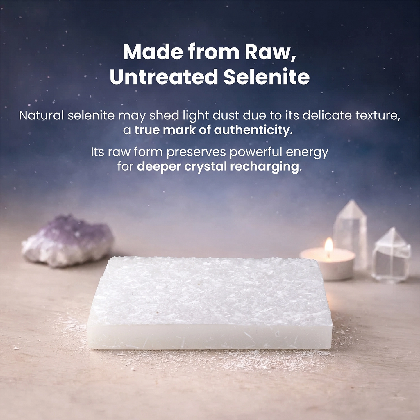 Square Raw Selenite Plate